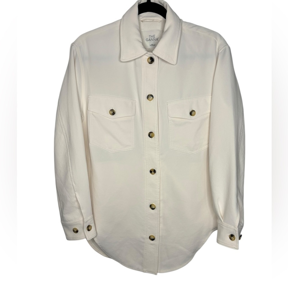 Aritizia Wilfred Oversized The Ganna Button Front Shirt Jacket Cream Color XS - Picture 2 of 13